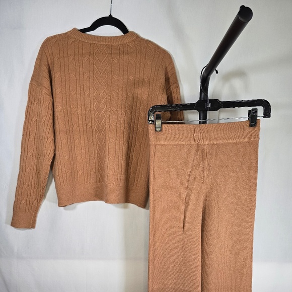 Light Brown Rib Knit Sweater pantsuit - Picture 1 of 3